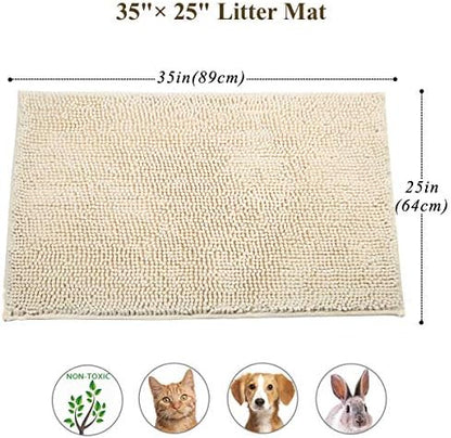 VIVAGLORY Cat Litter Mat Softgrip Litter Trapping Mat, 35"× 25", Beige - Image 5