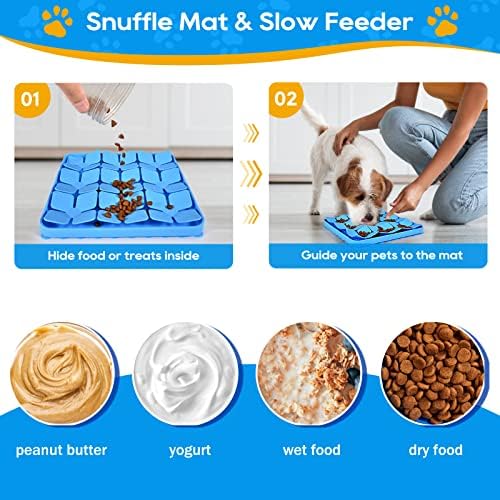 Silicone Snuffle Mat for Dogs, Blue, 8 x 8 inches - Image 2