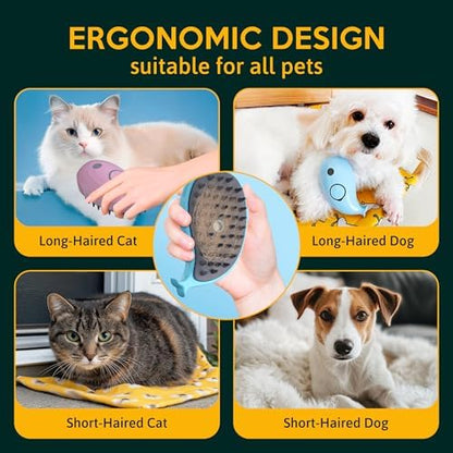 Cat Steam Brush for Shedding Pets 3 in 1 Function, Spritz Defur Comb for Kittens, Steamy Hair Rake for Long-Haired Dogs, Steamer Brush for Massage, Grooming and Removing Loose Hair - Image 4