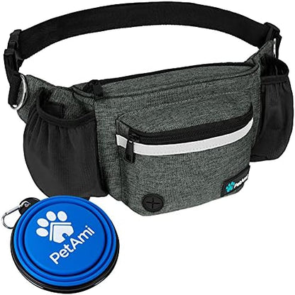 PetAmi Dog Fanny Pack, Treat Pouch for Dog Walking Training, Dark Gray by PetAmi