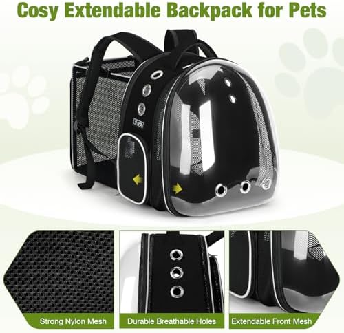 Lekereise Cat Backpack Carrier, Expandable Large Space Cat Bubble Backpack for Kitty Small Dog up to 18lbs, Transparent Pet Carrier for Travel, Hiking - Image 3