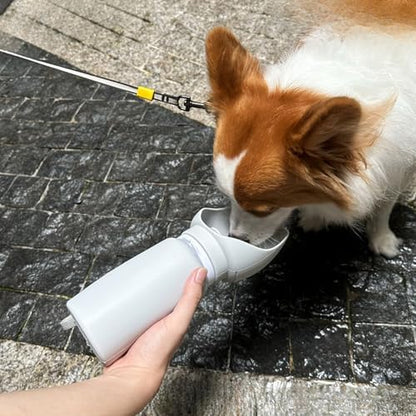 Portable Dog Water Bottle, Collapsible Water Bottle for Dogs Perfect for Walking, Hiking and Outdoors, Pet Drink Cup, Foldable Pet Travel Bowl with Wide Mouth Design, Leak Proof, Gray, 18.6oz/550ml - Image 2