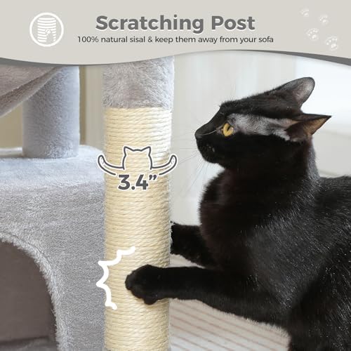 PEQULTI 4-in-1 Cat Activity Tree for Kittens & Small Cats, 33in Grey Tower - Image 5