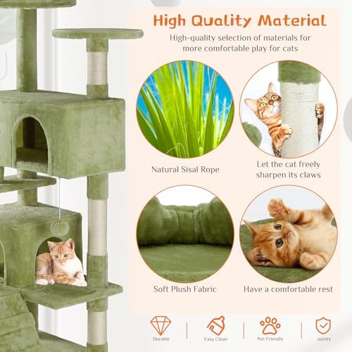 Sweetcrispy 54-inch Cat Tree Tower with Scratching Posts, Indoor Use - Image 5