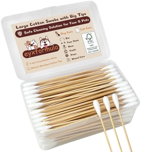 eyxformula 6" Dog Ear Cleaning Swabs with Extra Large Cotton Tips, 200 Pcs by eyxformula