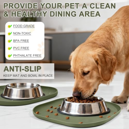 SMILOOL Waterproof Silicone Pet Food Mat with Raised Edge for Dog & Cat - Image 3