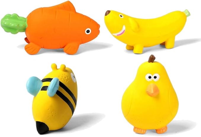 CloverU Dog Squeaky Toys Safe Latex Rubber Dog Chew Molar Toy Interactive Toy for Puppy Small Medium Dogs (Banana)