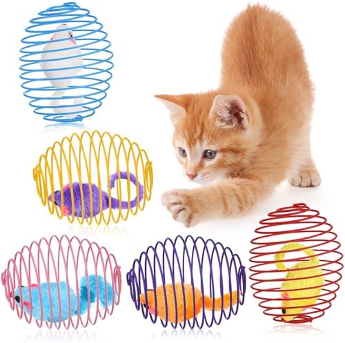Jecery 5 Pcs Cat Toys Spring,Mouse,Multicolor by Jecery