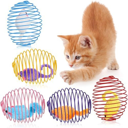 Jecery 5 Pcs Cat Toys Spring,Mouse,Multicolor by Jecery