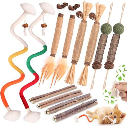 Kyouki Cat Toys Cat Chew Toys, Silvervine Sticks Catnip Rope Toys for Cats Teeth Cleaning, Kitten Dental Care, Kitty for Indoor Cats Increase Appetite,Enhances Oral & Dental Health (21 Pack) by Unknown