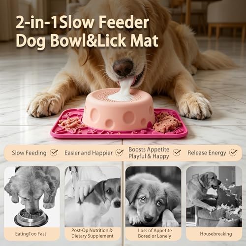 Slow Feeder Dog Bowls with Rolling Ball & Lick Mat for Dogs and Cats - Image 6