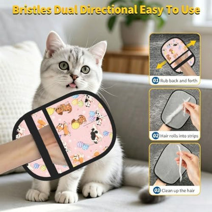 Pink Dog Palying Pet Hair Removal Glove Brush Hair Remover Tool for Carpet - Image 6