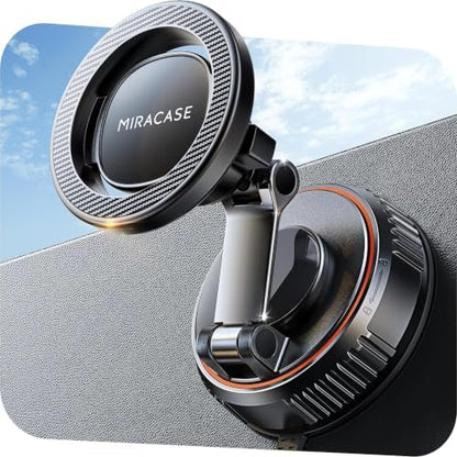 Miracase for MagSafe Car Mount[3600gf Strong Magnet & 89+LBS Suction Base]Vacuum Magnetic Phone Holders for Your Car, 360° Adjustable Dashboard & Windshield Mount with Dash Accents for All Smartphones by Miracase