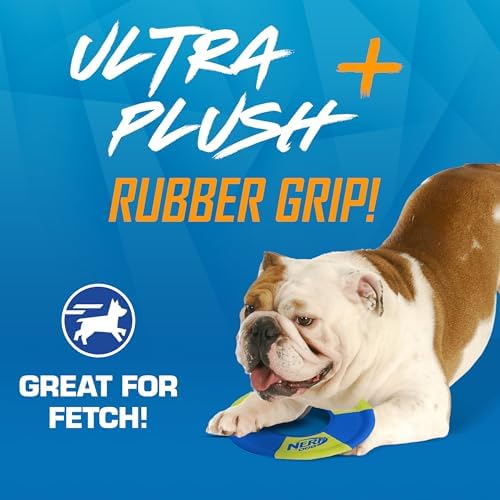 Nerf Dog Trackshot Toss and Tug Ring Outdoor Dog Toy 2 Pack, 9 Inch Dog Tug and Fetch Toy, for Medium and Large Breeds, Blue/Orange/Green - Image 2