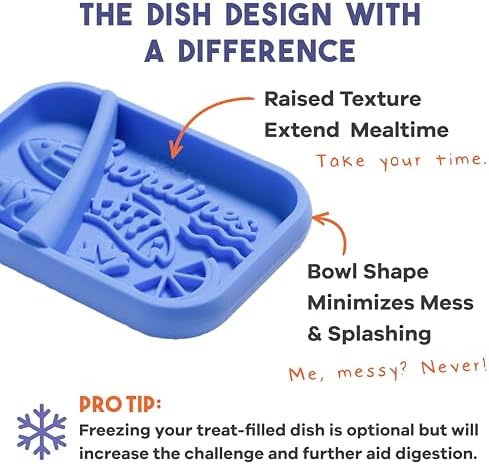 Awoo Sardina - Silicone Lick Mat + Slow Feeder for Cats & Small Dogs - Non-Slip Design with Suction Cups - Dishwasher Safe Pet Dish - Extends Mealtime and Reduces Anxiety - for Wet & Dry Food (Cobalt) - Image 4