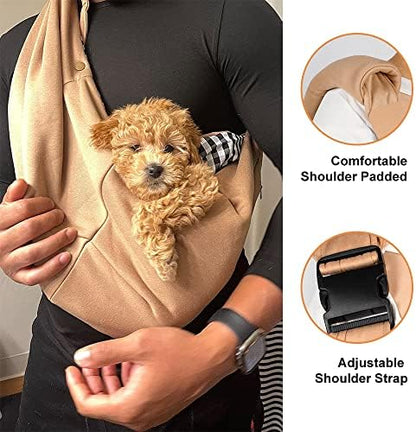 NATUYA Small Dog Carrier Sling Cat Sling,Adjustable Strap Hand Free Pet Puppy for Outdoor Traveling Subway (Apricot) - Image 3