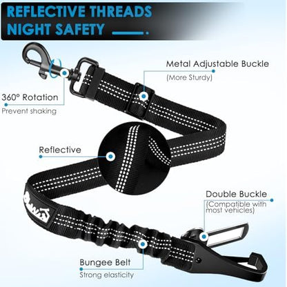 Lukovee Dog Seat Belt, 2 Pack, 3-in-1 Headrest & Seatbelt Clip & Latch - Image 4