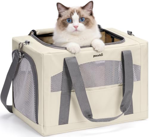 Pecute Cat Carrier Stable, Pet Carrier with Privacy Partition,Beige by pecute