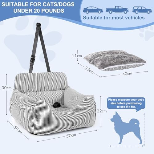 Dog Car Seat for Small Dogs, Pet Booster Seat with Clip-On Safety Leash and Storage Pockets, Washable Travel Dog Car Bed for Puppy （Black） - Image 3