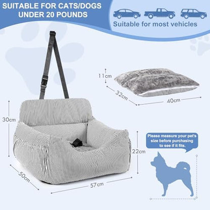 Dog Car Seat for Small Dogs, Pet Booster Seat with Clip-On Safety Leash and Storage Pockets, Washable Travel Dog Car Bed for Puppy （Black） - Image 3