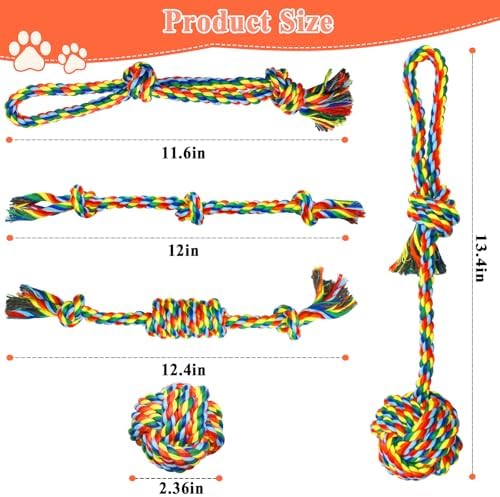 ASOCEA 5 Pack Dog Rope Toys Cotton Puppy Teething Rope - Image 2