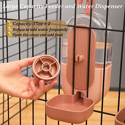 Rabbit Water Dispenser,Bunny Food Bowl,Ferret Feeders Water Bottle for Cage - Image 4