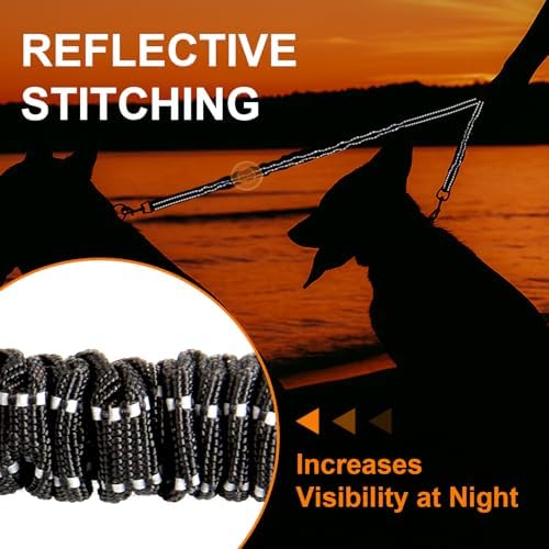 MingXpet 2 Dog Leash, Dog Leash for 2 Dogs, 360° Swivel No Tangle Double Walking Training Leashes for Small Dogs, Comfortable Shock Absorbing Reflective Bungee, Black - Image 5