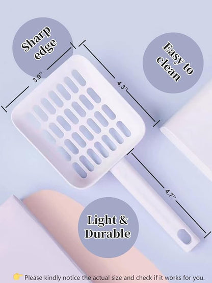 Cat Litter Scooper with Caddy, Cat Scooper for Litter Box with Holder Stand, Durable, Neat and Convenient - Matte White