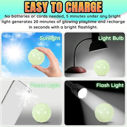 LECHONG 4-Pack 2.5” Glow in The Dark Squeaky Dog Balls, Durable Glowing Bouncy Rubber Fetch Toy Balls for Small Medium Puppy Dogs Nighttime Playing Indoors and Outdoors - Image 4