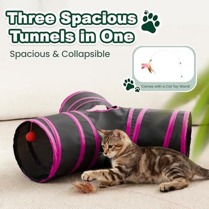 Love's cabin Cat Tunnel for Indoor Cats, 3-Way Collapsible Play Tunnel - Image 4