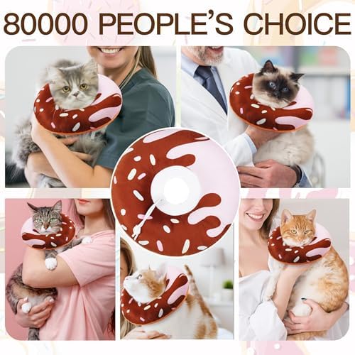 Cat Cone Collar Soft, Cute Cat Donut Collar After Surgery, Adjustable Kitten Recovery Cones to Stop Licking, Lightweight Neck Elizabethan Collars for Cats Kittens (Chocolate, Large) - Image 6