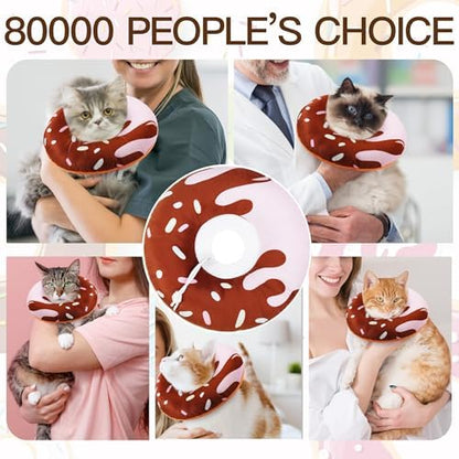 Cat Cone Collar Soft, Cute Cat Donut Collar After Surgery, Adjustable Kitten Recovery Cones to Stop Licking, Lightweight Neck Elizabethan Collars for Cats Kittens (Chocolate, Large) - Image 6