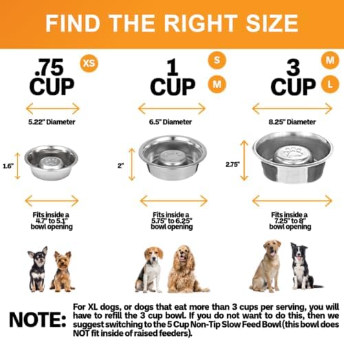 Neater Pet Brands Stainless Steel Slow Feed Dog Bowl for Fast Eating Small Breeds, Metal Slow Feeder Dog Bowl Fits in Cat & Small Neater Feeders, for Puppy or Dogs (< 15 lbs), 3/4 Cup Food Capacity - Image 3