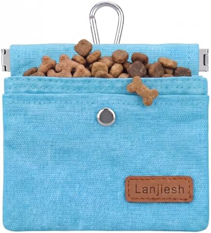 Pocket Sized Pet Training Pouch,Hand Free Dog Walking Bag with Carabiner,Magnetic Buckle & Auto Closing,Cotton Fabric for Puppy Travel or Outdoor Use (Blue) by Unknown