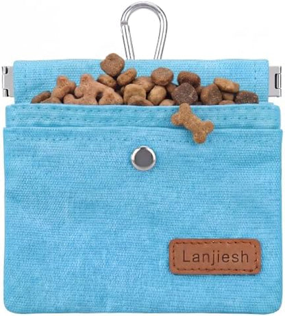 Pocket Sized Pet Training Pouch,Hand Free Dog Walking Bag with Carabiner,Magnetic Buckle & Auto Closing,Cotton Fabric for Puppy Travel or Outdoor Use (Blue) by Unknown