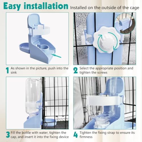 kathson Rabbit Water Bottle, 17oz Hanging Water Fountain Automatic Dispenser No Leak WaterFeeder for Bunny Chinchilla Guinea Pig Hedgehog Ferret - Image 5
