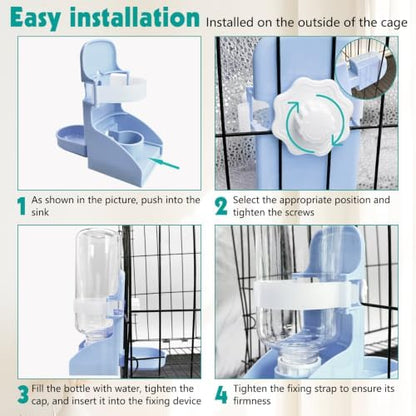 kathson Rabbit Water Bottle, 17oz Hanging Water Fountain Automatic Dispenser No Leak WaterFeeder for Bunny Chinchilla Guinea Pig Hedgehog Ferret - Image 5