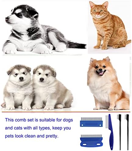5 Pieces Grooming Combs - Tear Stain Remover for Pets, Lice and Flea Remover, Dandruff and Mucus Removal for Small Dogs and Cats - Image 3