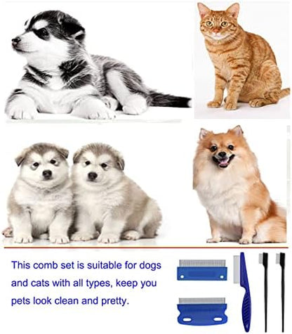 5 Pieces Grooming Combs - Tear Stain Remover for Pets, Lice and Flea Remover, Dandruff and Mucus Removal for Small Dogs and Cats - Image 3