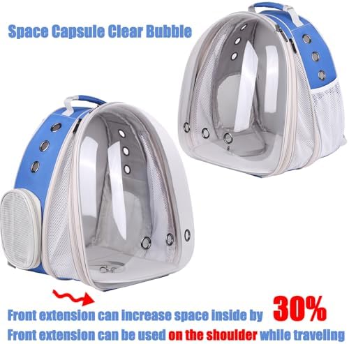Front Expandable Cat Backpack Carrier, Fit up to 20 lbs, Space Capsule Astronaut Bubble Window Pet Backpack to Carry and Transport Large Cat and Small Puppy Blue - Image 3
