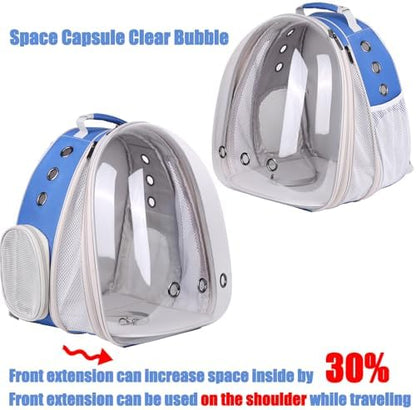 Front Expandable Cat Backpack Carrier, Fit up to 20 lbs, Space Capsule Astronaut Bubble Window Pet Backpack to Carry and Transport Large Cat and Small Puppy Blue - Image 3