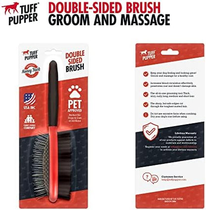 Tuff Pupper Double Sided Dog Brush, Detangling Tool for Dogs and Cats, Pin & Bristle Pet Brush, for and Hair Types, With Comfort-Grip Anti-Slip Handle, Brown, Black, White - Image 6