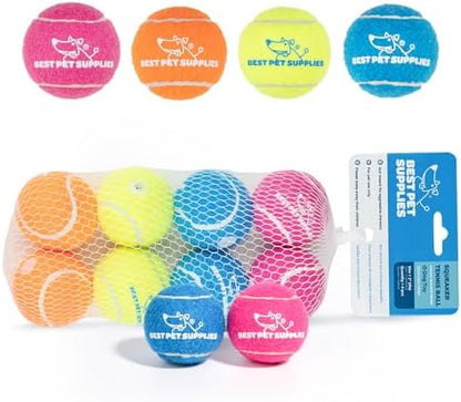 Best Pet Supplies Interactive Squeaky Dog Chew Toy, Ideal Dog Toys for Chewers, Small, Medium & Large Dogs, and Fetch Lovers - Tennis (Assorted Color), Small (Pack of 8) - Image 2