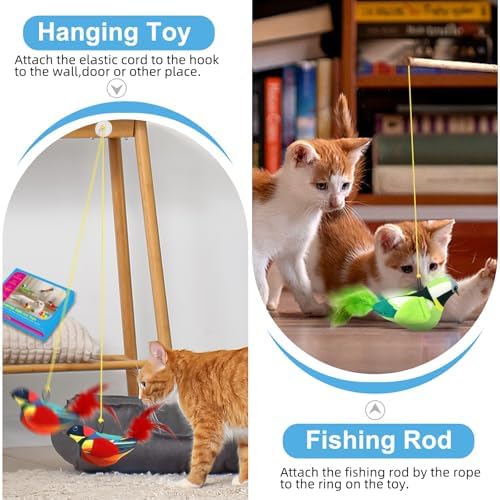 4PCS Interactive Hanging Bird Cat Toys Set - with Catnip, Realistic Chirping, Lifelike Birdie Tweets, Durable & Safe, Indoor Kitty Kitten Exercise Toys (Mini) - Image 6