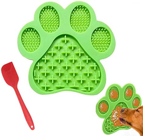 Dog Licking Mat for Anxiet Peanut Butter Slow Feeder Bowls Licking Pad with Strong Suction to Wall for Pet Bathing,Grooming,and Training (Green) by UMOYIT