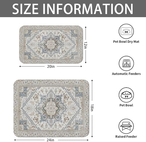 Dog Food Mat for Floors, Absorbent Pet Cat Food Bowl Mat, 2 Pack - Image 6