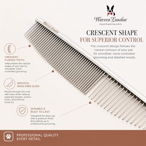 Warren London Crescent Detail Copper Dog Grooming Comb for Face and Detail, 6.5 Inch - Image 4