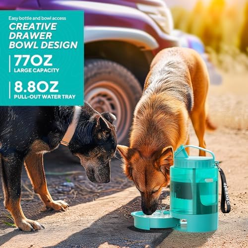 77oz Portable Dog Water Bottle, Large Travel Water Bowls for Dogs Camping Essentials Hiking Park Traveling Beach Walk Accessories, Dog Water Bowl Dispenser with Pull-Out Drinking Bowl, BPA Free - Image 4