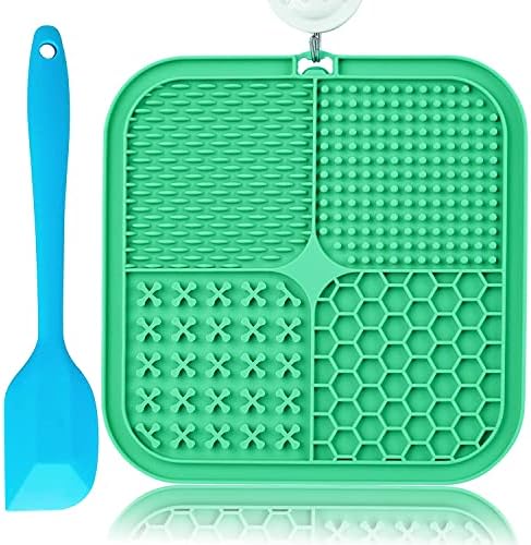 Lick Mat for Dogs, Large Dog Lick Mat with Suction Cups for Anxiety, Peanut Butter Dog Licking Mat Slow Feeder Dispensing Treater Lick Pad for Dogs Cats Grooming Bathing and Training (Green) by Kwispel