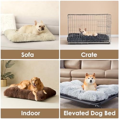 EHEYCIGA Fluffy Dog Crate Bed for Medium Dogs, Plush Crate Pad, Coffee - Image 6
